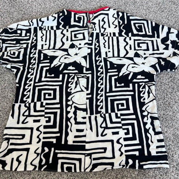 Vtg Jo Hardin Abstract Print Slit Midi Skirt Short Sleeve Top Co Ord Set Size 12 - Picture 8 of 15